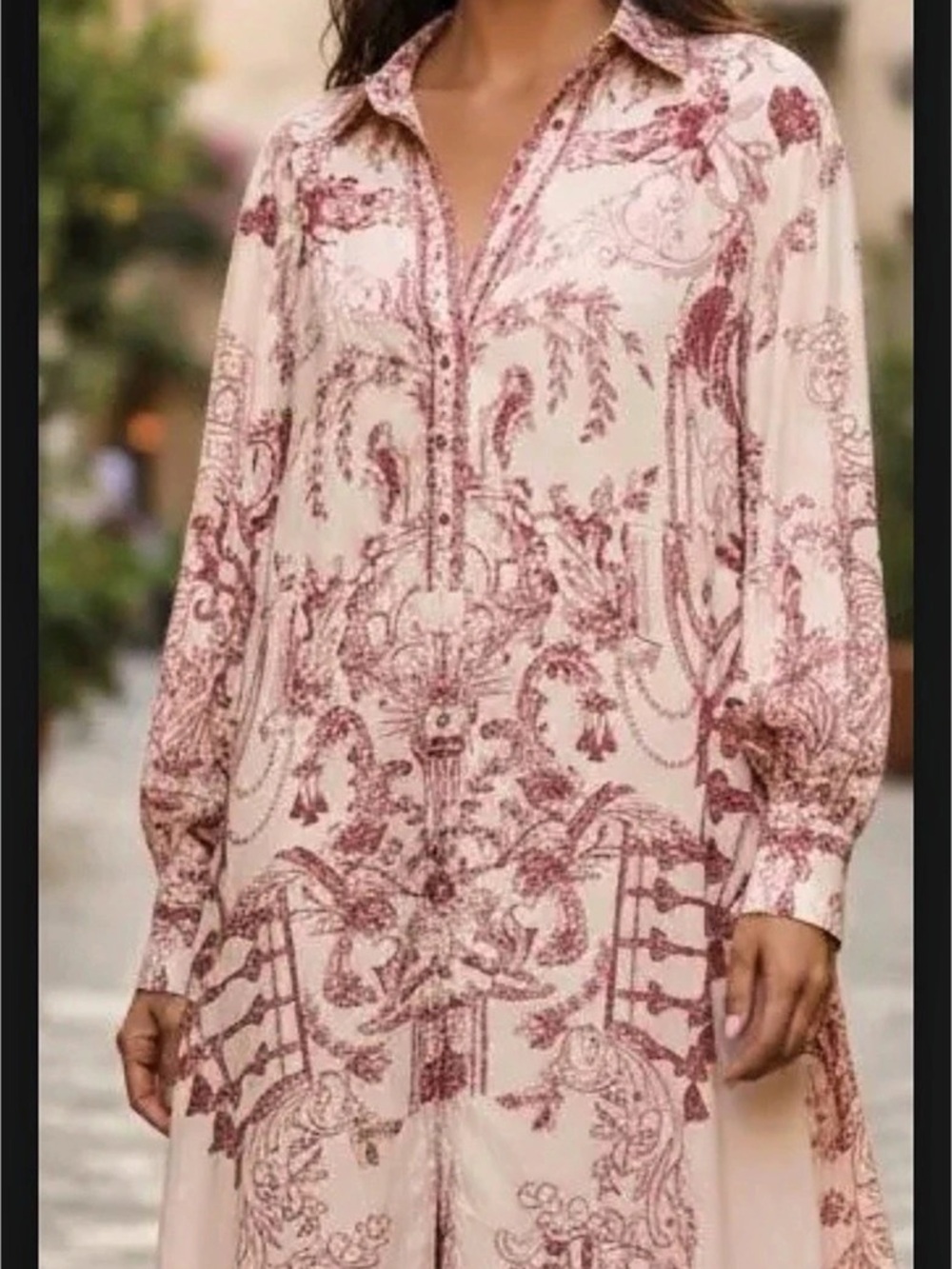 Floral Long Sleeve Midi Dress in Pink & White with belt